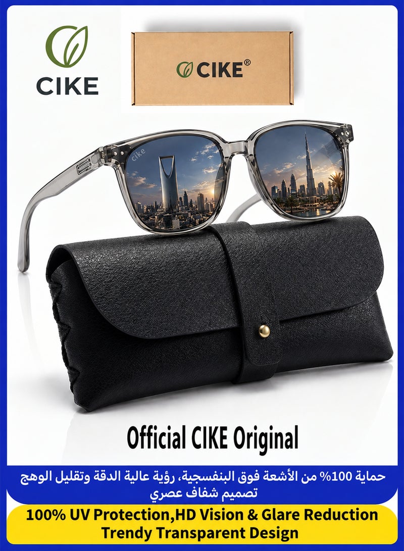 CIKE Stylish Transparent Sunglasses for Men & Women - 100% UV Protection & Anti-Glare HD Vision - Lightweight Clear Frame Eyewear for Driving, Fishing & Cycling - Image 1