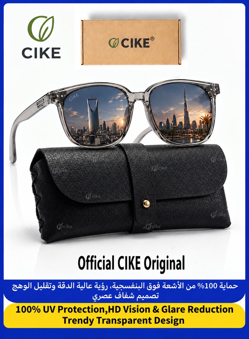 سيكي نظارات شمسية شفافة وأنيقة للرجال والنساء من CIKE - حماية 100% من الأشعة فوق البنفسجية ورؤية عالية الدقة مضادة للوهج - نظارات بإطار شفاف وخفيف الوزن للقيادة وصيد الأسماك وركوب الدراجات - Image 1