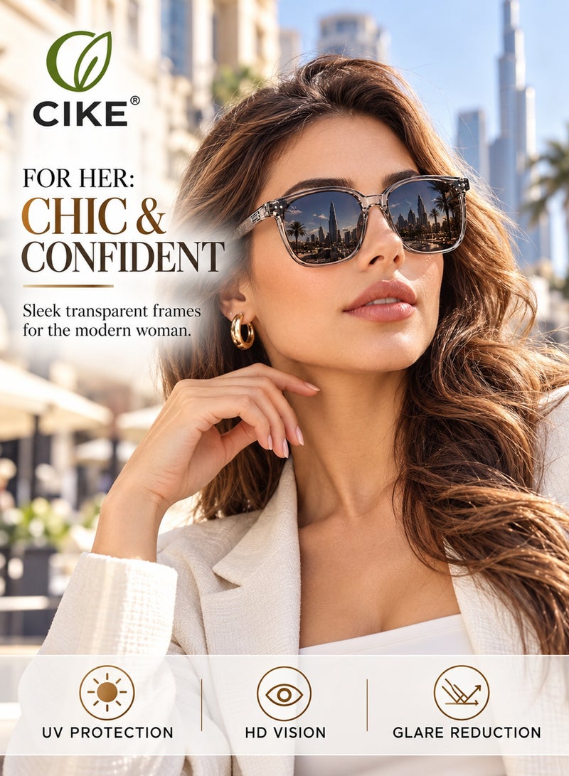 سيكي نظارات شمسية شفافة وأنيقة للرجال والنساء من CIKE - حماية 100% من الأشعة فوق البنفسجية ورؤية عالية الدقة مضادة للوهج - نظارات بإطار شفاف وخفيف الوزن للقيادة وصيد الأسماك وركوب الدراجات - Image 4
