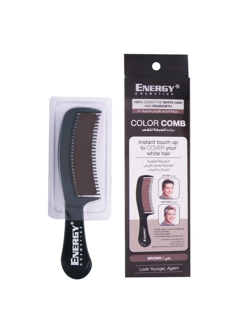 Energy Hair Color Comb in Brown – 10g with Precision Teeth for Instant Root Touch-Up and Gray Coverage