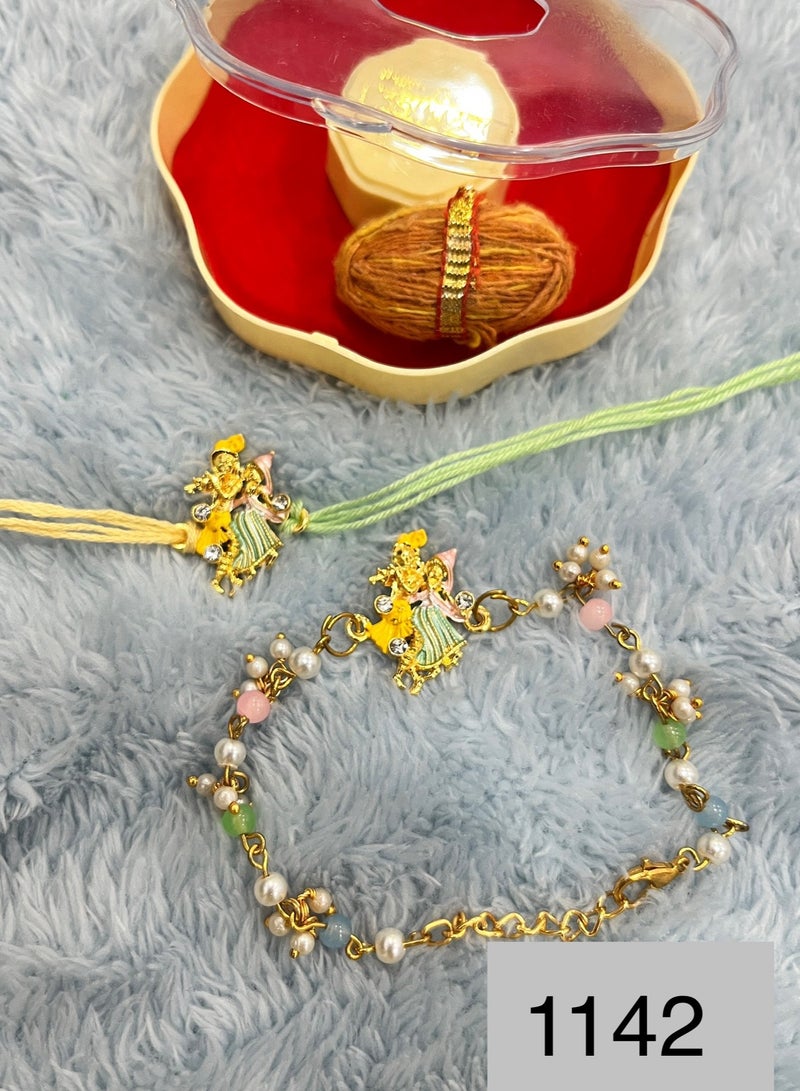 Bhai bhabhi pair rakhi/Radha Krishna Rakhi set/bhai rakhi/Radha Krishna bhabhi bracelet/Rakshabandhan