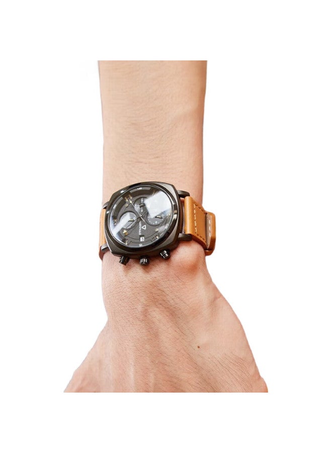 FAIRWHALE Men'S Mechanical Watch, Sports Watch For Middle And High School Students, Chinese Brand, Waterproof, Fashionable Leather Strap Wristwatch, Fw-5510 For Exams - Image 2