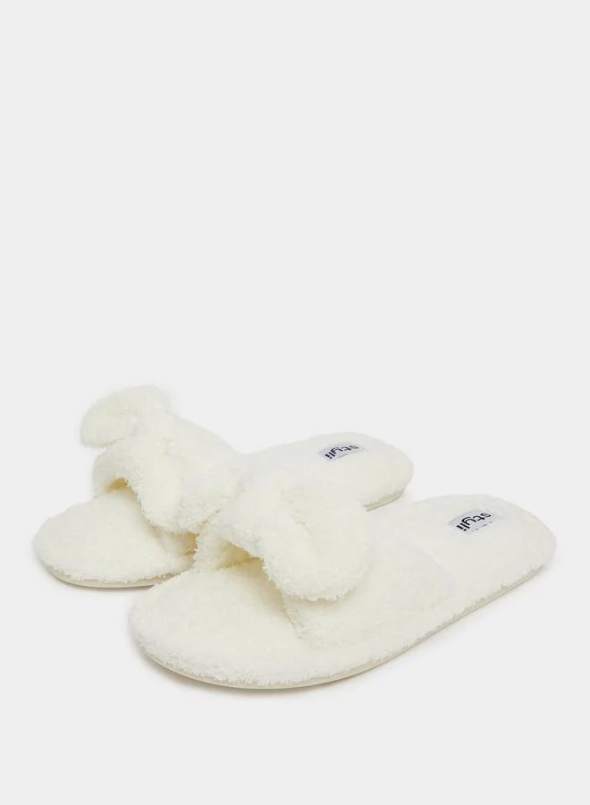 Styli Styli Bow Detail Textured Slip-On Slippers