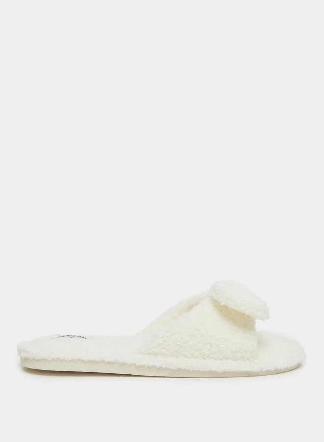 Styli Styli Bow Detail Textured Slip-On Slippers