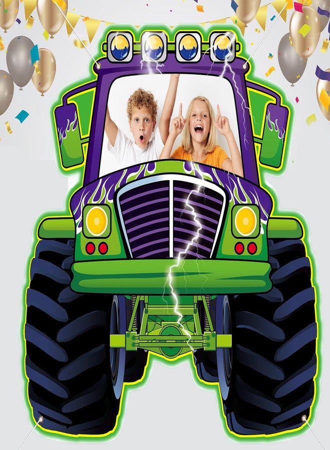 CHUNNIN Monster Truck Photo Booth Props for Green and Purple Truck Party Supplies Large Monster Photo Background Games Polyester Fabric Banner for Boys Baby Shower Happy Birthday Party Decoration71 x 67 Inch - Image 5