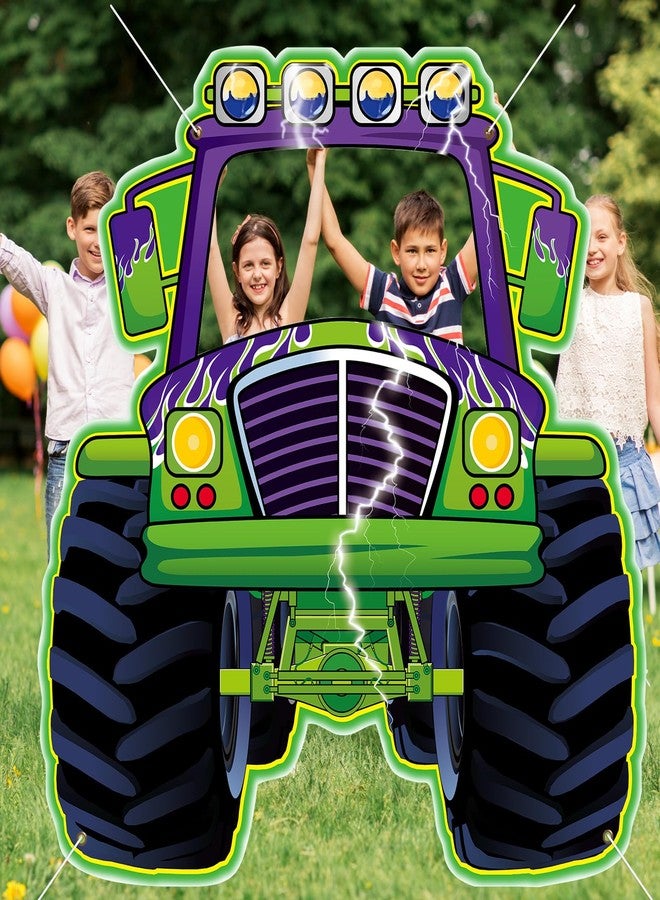 CHUNNIN Monster Truck Photo Booth Props for Green and Purple Truck Party Supplies Large Monster Photo Background Games Polyester Fabric Banner for Boys Baby Shower Happy Birthday Party Decoration71 x 67 Inch - Image 4