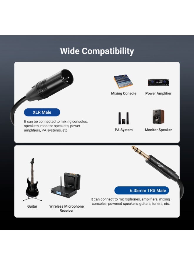 NEEWER 6.35mm 1/4 TRS to XLR Male Cable, 3 ft Quarter Inch to 3 Pin XLR Balanced Signal Interconnect Patch Cord Adapter Connector for Microphone Amplifier Mixer Powered Speaker Guitar Tuner, MS026 - Image 3