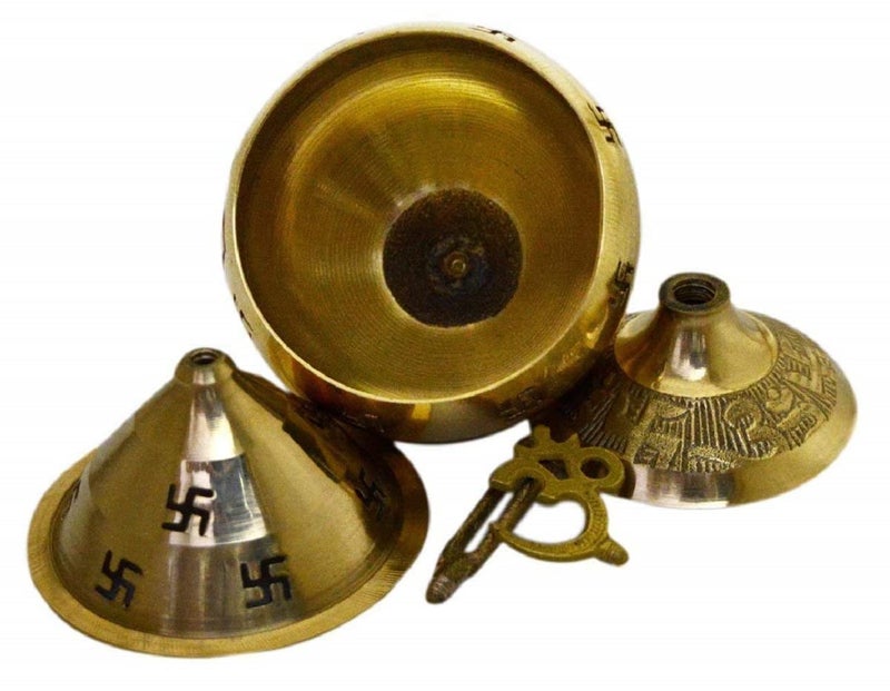 Mkd2 Rise Golden Om and Swastik Symbol Decorative Brass Diya - Akhand Diya for Puja -Navratri - Brass Diya for Pooja Room, Home Temple Decor - Diwali Diya - Diwali Decoration Item - Image 5