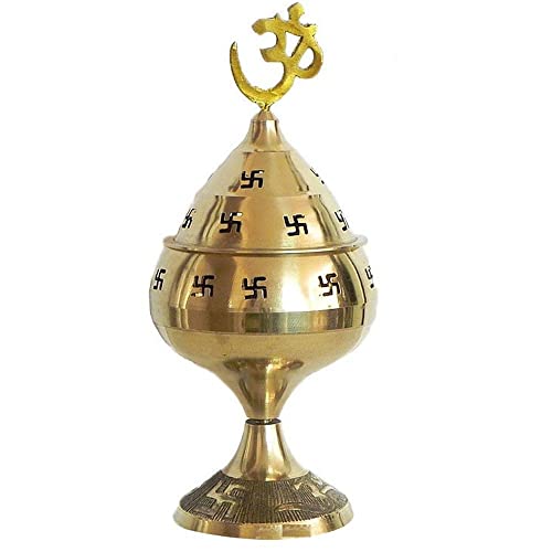 Mkd2 Rise Golden Om and Swastik Symbol Decorative Brass Diya - Akhand Diya for Puja -Navratri - Brass Diya for Pooja Room, Home Temple Decor - Diwali Diya - Diwali Decoration Item - Image 2