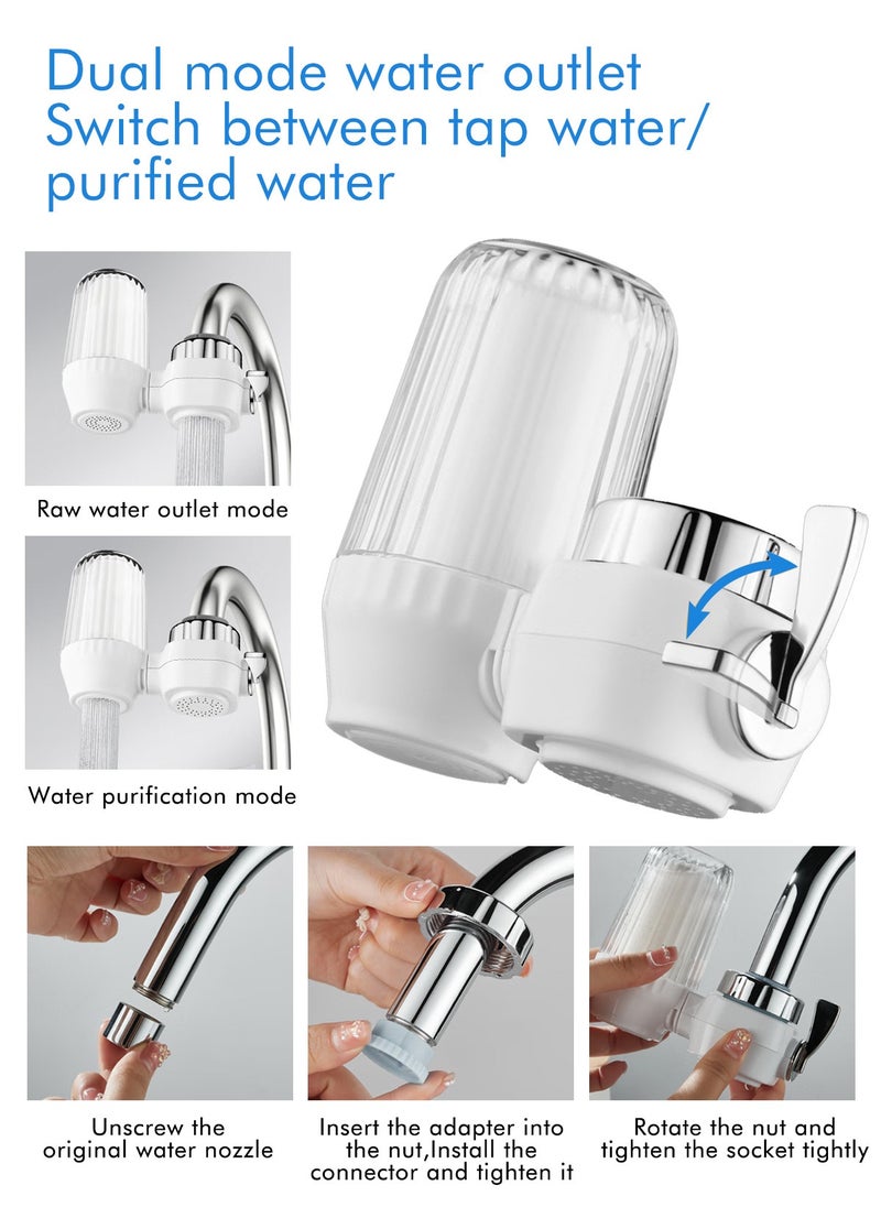 Sink Filter Water Faucet,Ceramics Faucet Filter Multi-Stage Advanced Faucet Water Filter System Removes Chlorine, Sediment,Heavy Metals Hard Water,Water Filter for Drinking,High Flow Suitable For Home Kitchen