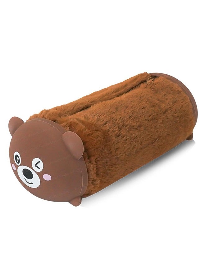 FunBlast Pencil Pouch for Girls, Soft Plush Pouch for Girls, Multipurpose Zipper Fur Pouch, Aesthetic Pouch for Girls, Kawaii Pencil Case, Cute Pouches for Girls, Return Gift for Kids (Brown) - Image 1