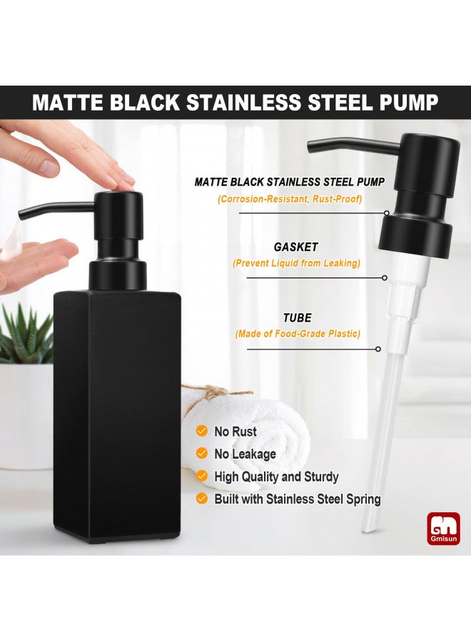 GM GMISUN GMISUN Black Soap Dispenser, Hand Soap Dispenser Bathroom, 12oz Glass Soap Dispenser with Stainless Steel Pump, Liquid Dish Soap Dispenser for Kitchen, Modern Bathroom/Kitchen Soap Dispenser Set - Image 2