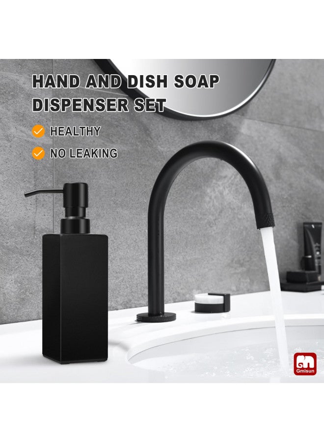 GM GMISUN GMISUN Black Soap Dispenser, Hand Soap Dispenser Bathroom, 12oz Glass Soap Dispenser with Stainless Steel Pump, Liquid Dish Soap Dispenser for Kitchen, Modern Bathroom/Kitchen Soap Dispenser Set - Image 4