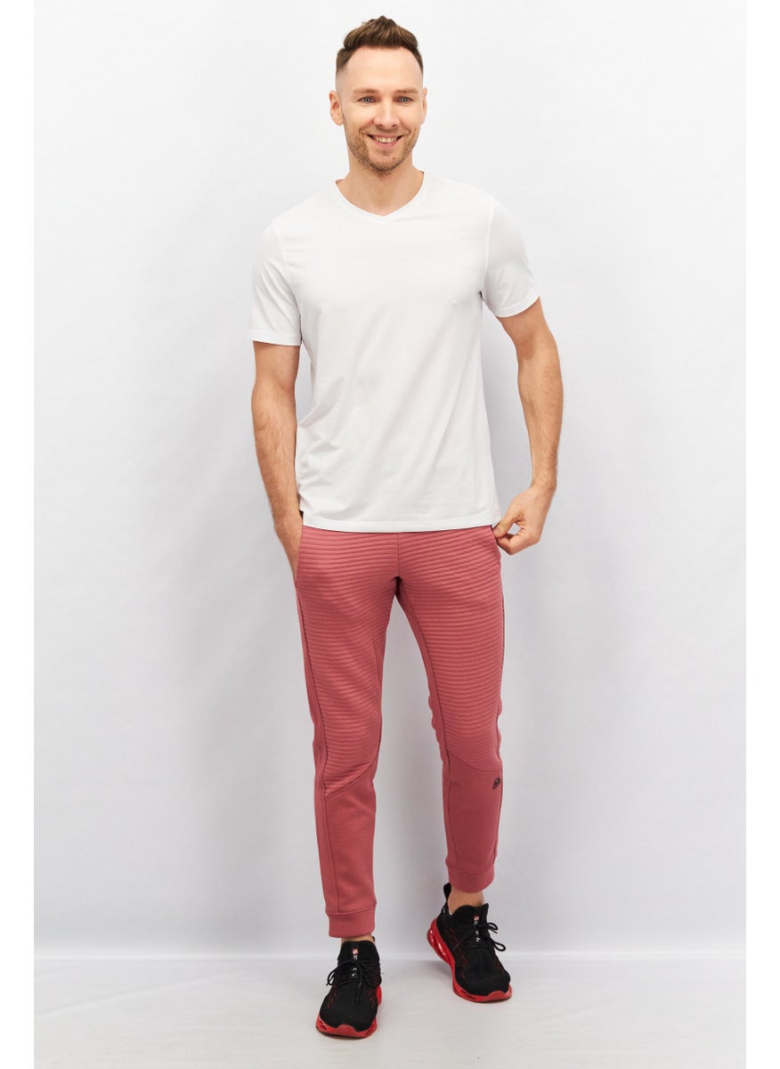 Reebok Men Regular Fit Brand Logo Outdoor Sweatpants, Pink  - Image 3