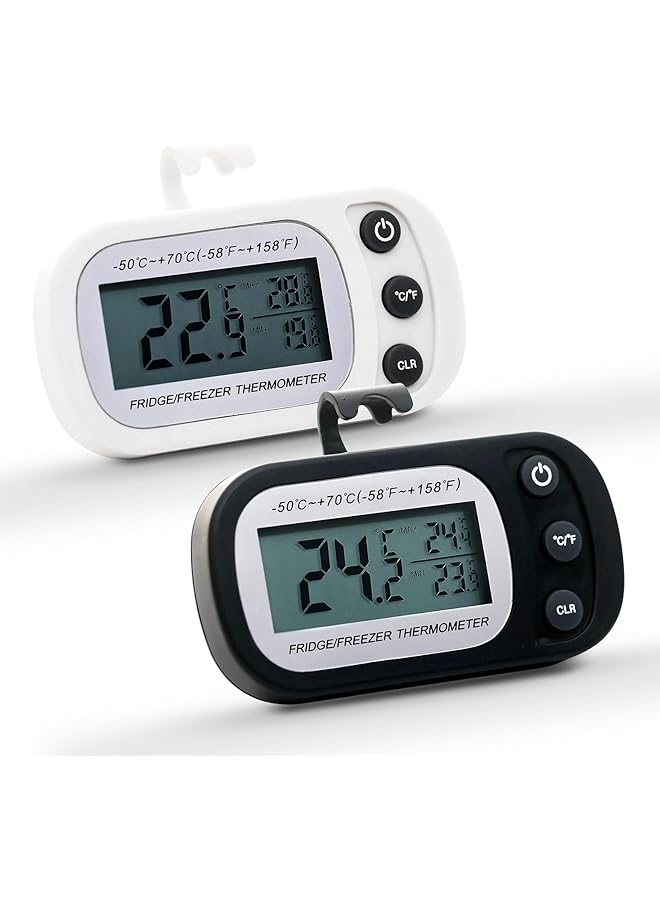 erorex Refrigerator Thermometer 2Pcs Waterproof Fridge Thermometer Digital Freezer Room Thermometer With Max Min Record Function Large Lcd Display And Magnetic Back For Kitchen Home Restaurants - Image 1