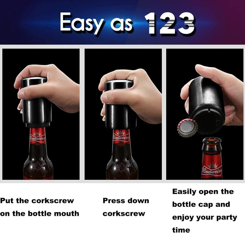 NILKANTH Anything & Everything Bottle Opener, Stainless Steel Automatic Push & Pull Bottle Opener (Black) - Image 5
