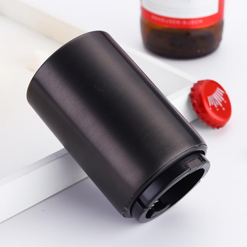 NILKANTH Anything & Everything Bottle Opener, Stainless Steel Automatic Push & Pull Bottle Opener (Black) - Image 1