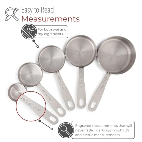 INKULTURE Heavy Duty Stainless Steel Metal Measuring Spoons for Dry or Liquid, Fits in Spice Jar, Set of 5 - Image 2