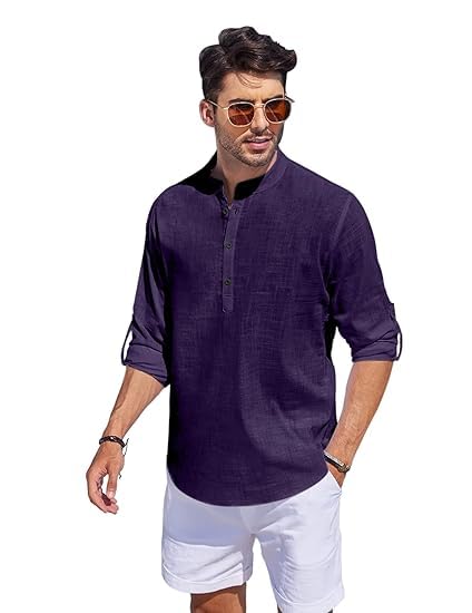 Bellstone Men’s Cotton Blend Solid Regular Fit Full Sleeve Short Kurta | Men's Trendy Short Kurta | Ethnic Stylish Casual Lightweight Summer Kurta for Daily and Occasion Use Navy - Image 5