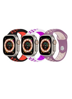 CATANES 3 Pack For Apple Watch 49mm 45mm 44mm 42mm Silicone Sport Band Nike Strap Compatible With iWatch Series Ultra/8/7/SE/6/5/4/3/2/1  - Image 2