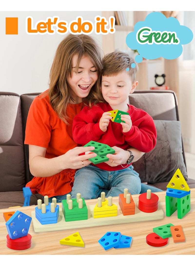 جاجفيبي ألعاب مونتيسوري الخشبية من JAGViBE للأطفال الصغار من عمر 3 سنوات فما فوق | مكعبات تعليمية للفرز والتكديس، ألغاز حسية لتنمية المهارات الحركية الدقيقة | أفضل هدية عيد ميلاد للأولاد والبنات - Image 5