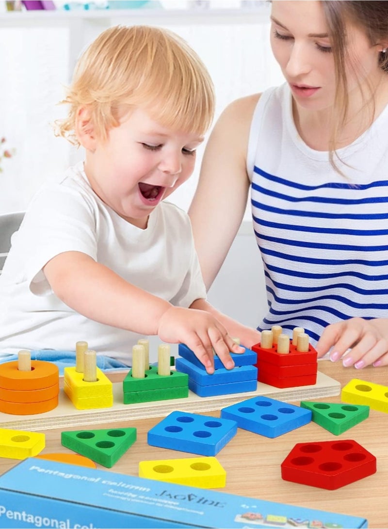 جاجفيبي ألعاب مونتيسوري الخشبية من JAGViBE للأطفال الصغار من عمر 3 سنوات فما فوق | مكعبات تعليمية للفرز والتكديس، ألغاز حسية لتنمية المهارات الحركية الدقيقة | أفضل هدية عيد ميلاد للأولاد والبنات - Image 3