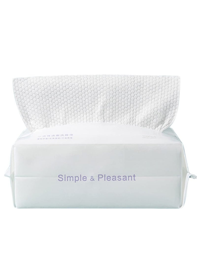 SYOSI Soft Face Towel Extra Thick Large Disposable Cotton Lint-Free Tissues Makeup Removing Reusable Wipes for Sensitive Skin Care（100 Sheets） - Image 1