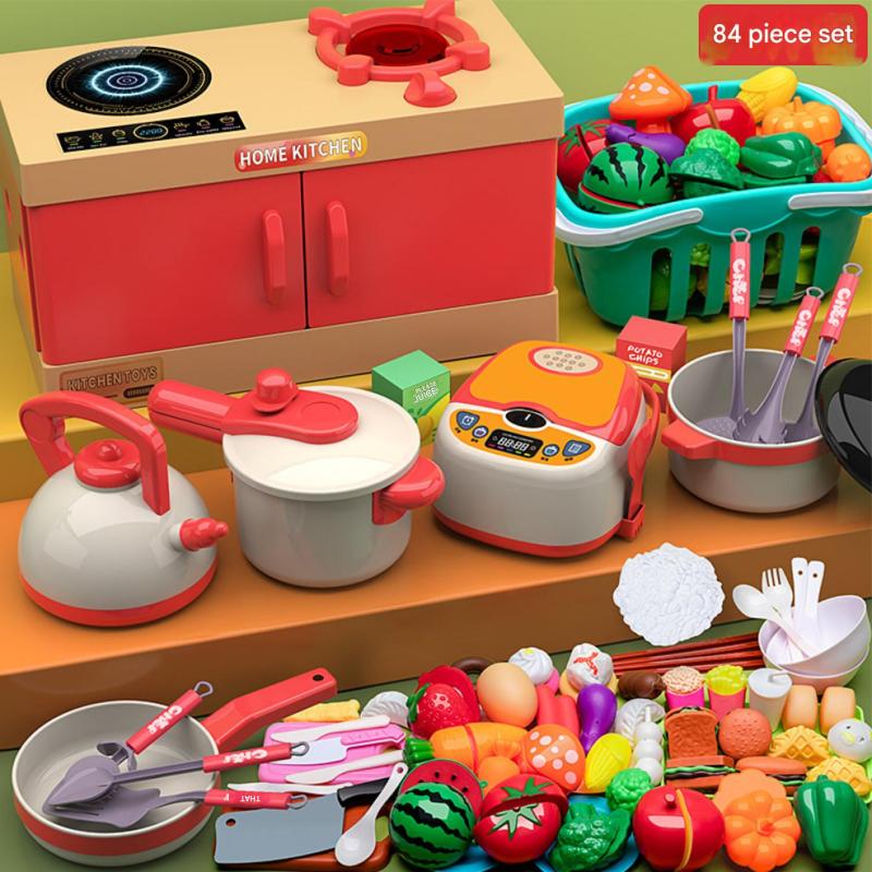 Educational Toys: Red Durable Plastic Compact Lifelike Simulation Stove - Spark Creativity Interactive Pretend Play Kitchen Set for Children Aged 3 and Up Home Play Areas - Image 1