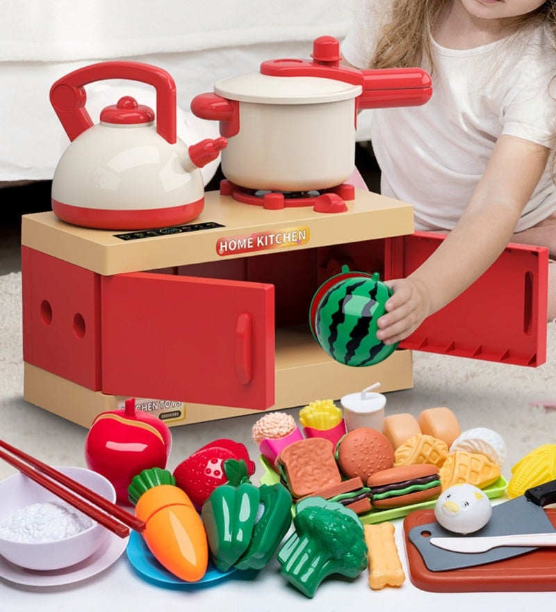 Educational Toys: Red Durable Plastic Compact Lifelike Simulation Stove - Spark Creativity Interactive Pretend Play Kitchen Set for Children Aged 3 and Up Home Play Areas - Image 2
