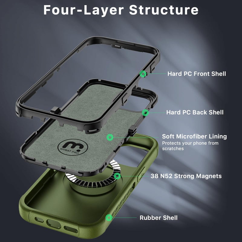 M MYBAT PRO Maverick Series for iPhone 15 Pro Max Case with Belt Clip Holster,[Compatible with Magsafe] w/Screen Protector, Anti-Drop,Shockproof,with 360Â°Rotating Kickstand,Heavy Duty Protection - Image 4