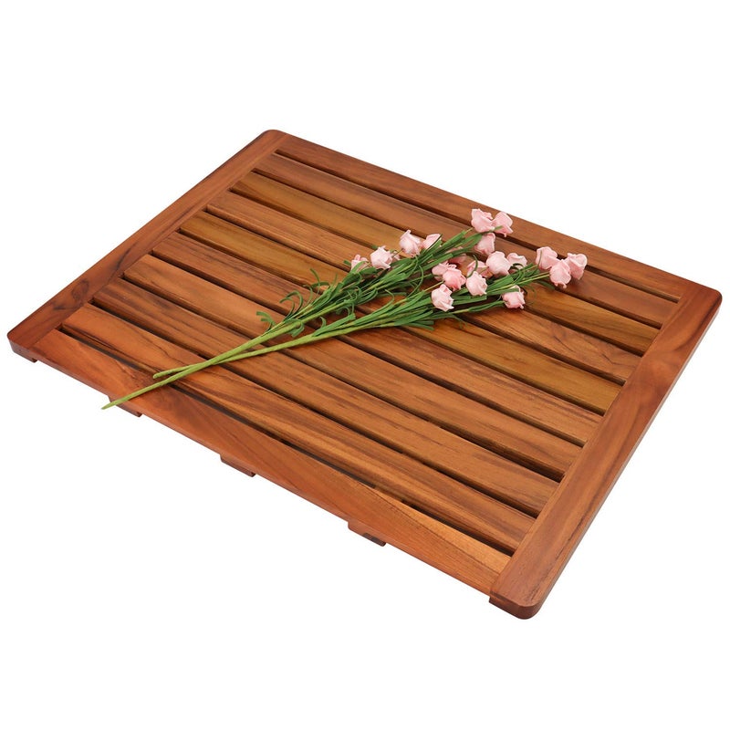 Utoplike 24x18 Teak Wood Bath Mat Shower Mat for Bathroom Wooden Floor Mat Square Large for Spa Home or Outdoor