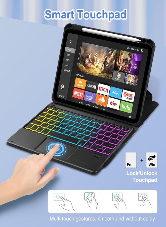 MePadKey Touchpad Keyboard Case for iPad (A16) 11th 10th Generation, 360 Rotation Cover with Pencil Holder Wireless Backlit Detachable Keypad for iPad 11 inch 2025/10 Gen 10.9" 2022 Black - Image 4