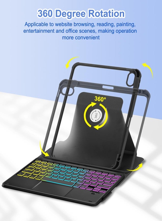 MePadKey Touchpad Keyboard Case for iPad (A16) 11th 10th Generation, 360 Rotation Cover with Pencil Holder Wireless Backlit Detachable Keypad for iPad 11 inch 2025/10 Gen 10.9" 2022 Black - Image 5