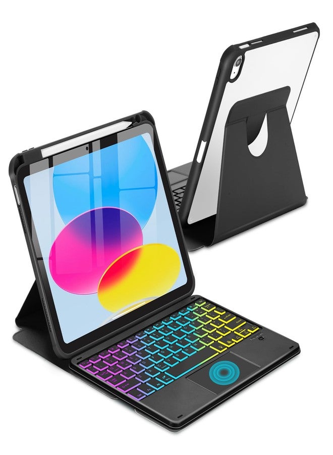 MePadKey Touchpad Keyboard Case for iPad (A16) 11th 10th Generation, 360 Rotation Cover with Pencil Holder Wireless Backlit Detachable Keypad for iPad 11 inch 2025/10 Gen 10.9" 2022 Black - Image 1