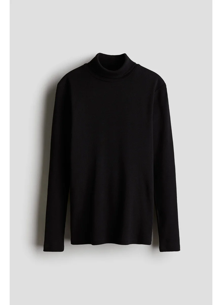H&M Cotton Polo-Neck Top