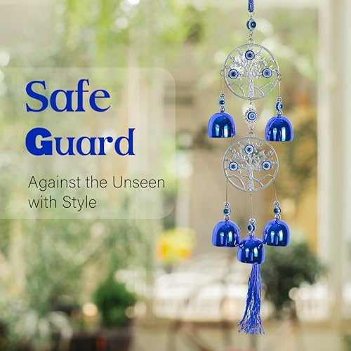 ZAICUS 5-Bell Evil Eye Wind Chime – Protective Charm for Good Luck, Positive Energy, and Harmony, Decorative Hanging for Indoor & Outdoor Spaces, Ideal Gift for Loved Ones - Image 4
