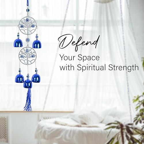 ZAICUS 5-Bell Evil Eye Wind Chime – Protective Charm for Good Luck, Positive Energy, and Harmony, Decorative Hanging for Indoor & Outdoor Spaces, Ideal Gift for Loved Ones - Image 5