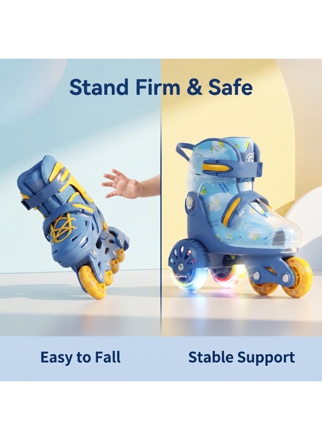 GUIPAISHI Adjustable Roller Skates forToddler Ages 3-6 Girls Boys Kids  Toddler ,Fun Illuminating Light Up Flash Wheels Three-Point Type Balance Suitable for Beginners Indoor Roller Skating - Image 3
