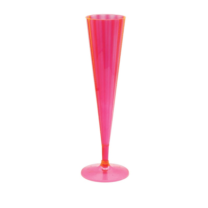 Party Essentials Hard Plastic Two Piece 5Ounce Champagne Flutes Neon Pink 10 Count