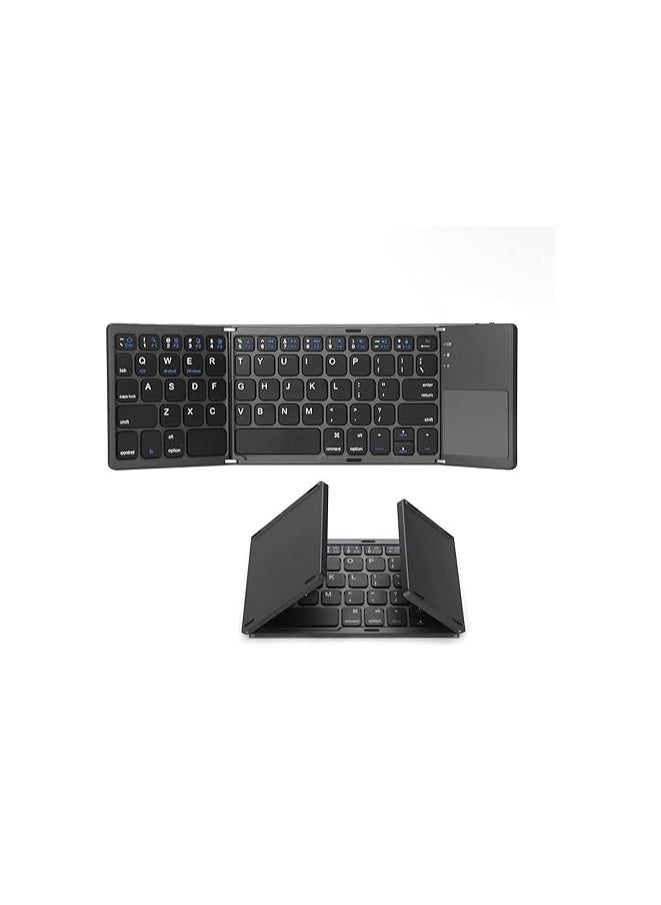 Generic - Lady House Foldable Bluetooth Keyboard, Pocket Size Portable Mini BT Wireless Keyboard with Touchpad for Android, Windows, PC, Tablet - Image 1