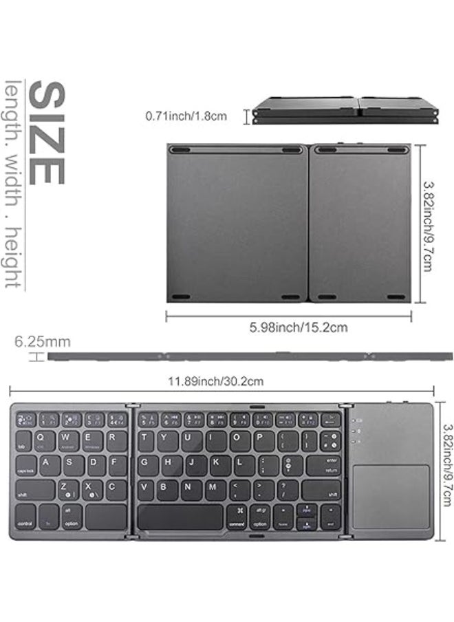 Generic - Lady House Foldable Bluetooth Keyboard, Pocket Size Portable Mini BT Wireless Keyboard with Touchpad for Android, Windows, PC, Tablet - Image 1