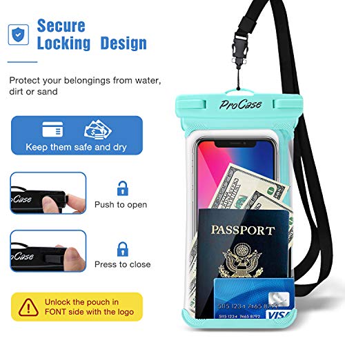 ProCase 2 Pack Waterproof Phone Pouch, Underwater Phone Case Up to 7", Dry Bag for iPhone 17 Air 16 15 14 13 Pro Plus Max, Galaxy S24 S23 S22 Ultra Pixel, Beach Essentials -Green - Image 5