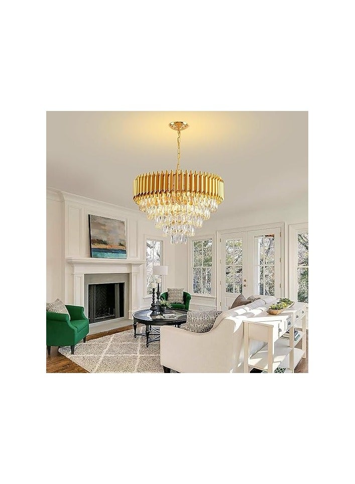 Luxury Crystal Chandelier, Modern Gold Tiered Design, LED Ceiling Light Fixture for Living Room, Dining Room,600MM SIZE, (Bulb Not Included)  - Image 1