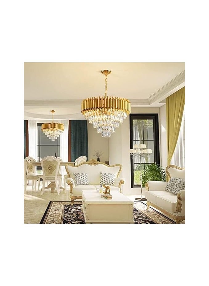 Luxury Crystal Chandelier, Modern Gold Tiered Design, LED Ceiling Light Fixture for Living Room, Dining Room,600MM SIZE, (Bulb Not Included)  - Image 2