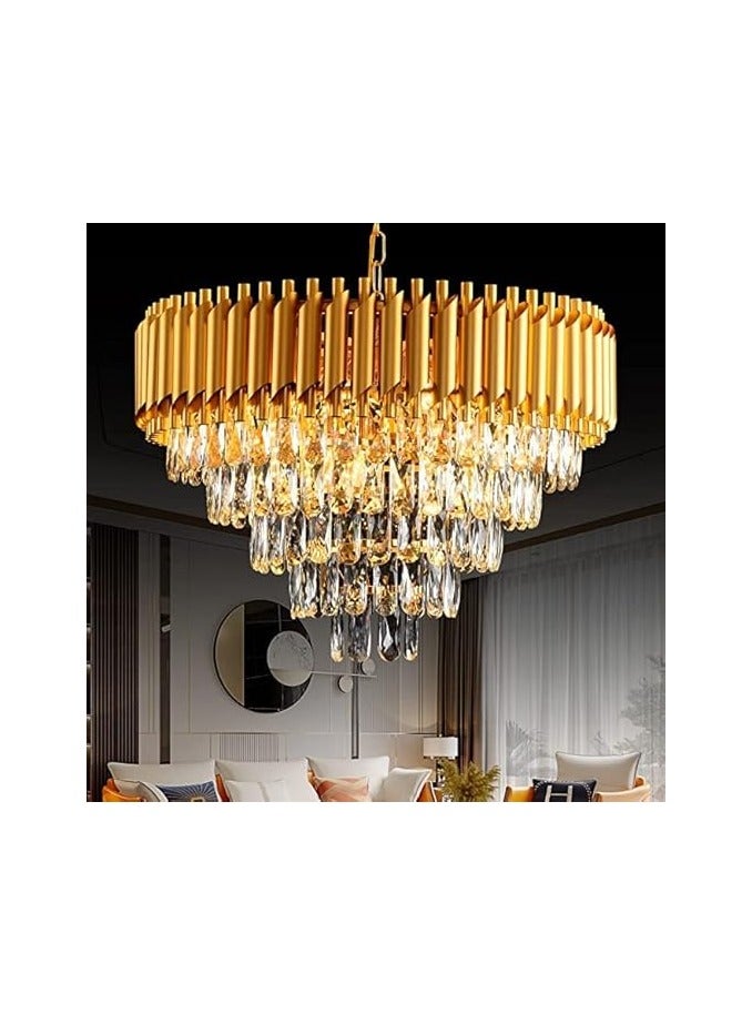 Luxury Crystal Chandelier, Modern Gold Tiered Design, LED Ceiling Light Fixture for Living Room, Dining Room,600MM SIZE, (Bulb Not Included)  - Image 3