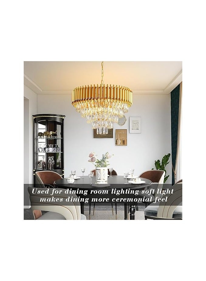 Luxury Crystal Chandelier, Modern Gold Tiered Design, LED Ceiling Light Fixture for Living Room, Dining Room,600MM SIZE, (Bulb Not Included)  - Image 4