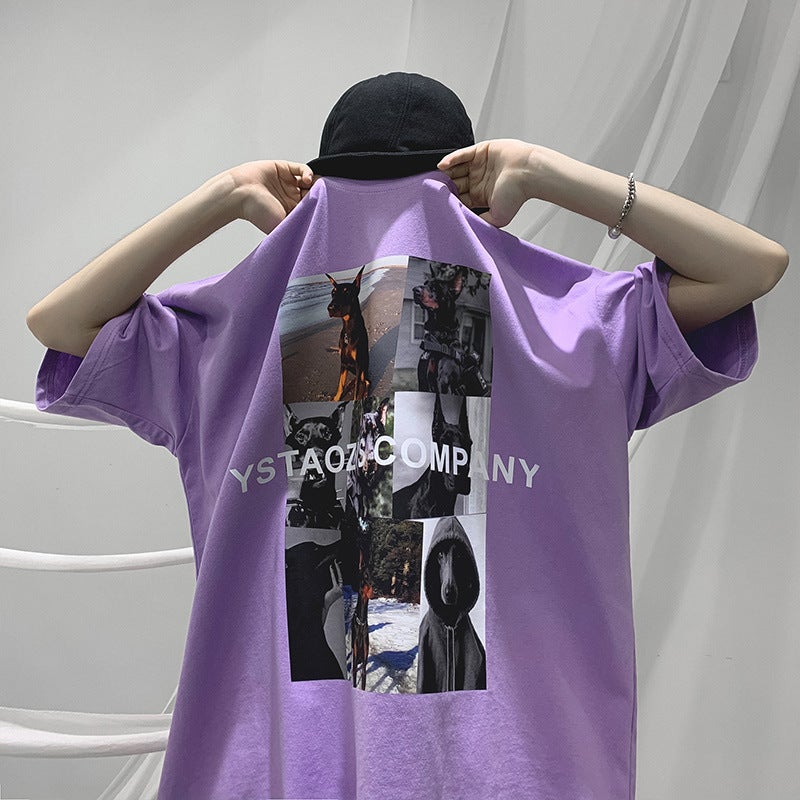 Hong Kong Style T-shirt Men's Short-sleeved Trendy Brand Boys' Top Summer Fashionable Loose Clothes European and American Printed ins Half-sleeved T-shirt - Image 4