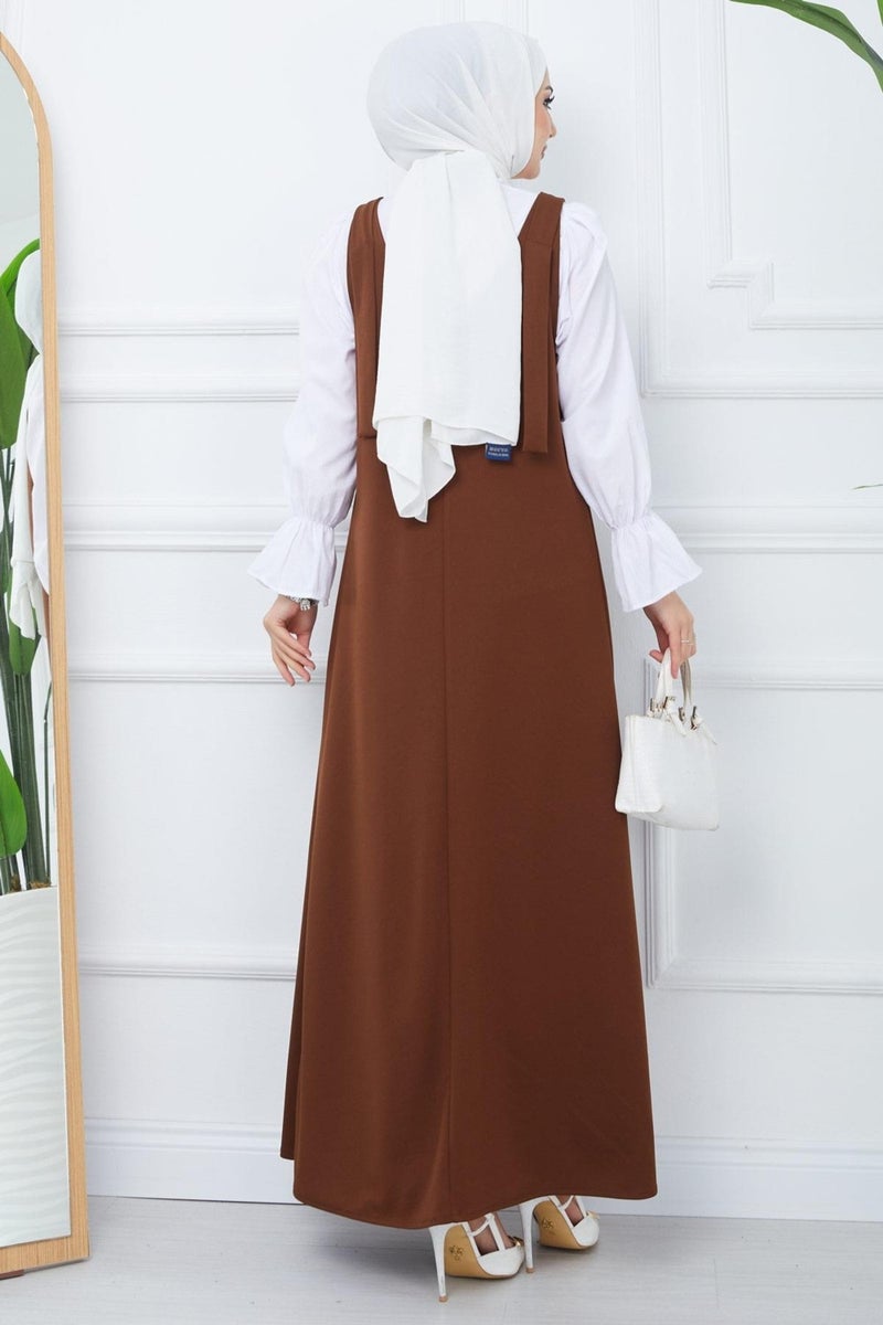 Hafsa Mina Nehir Knitted Vest Dress Brown HM2389 - Image 5