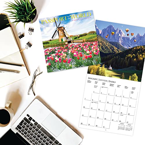 Graphique 2024 Passports to the World Wall Calendar | 12” x 12” | Thick Paper | Home & Office Organizer | Large Monthly Grid | 3 Languages & Marked Holidays | 4 Month Preview Page for 2025 - Image 2