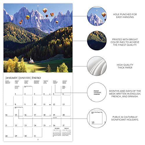 Graphique 2024 Passports to the World Wall Calendar | 12” x 12” | Thick Paper | Home & Office Organizer | Large Monthly Grid | 3 Languages & Marked Holidays | 4 Month Preview Page for 2025 - Image 3
